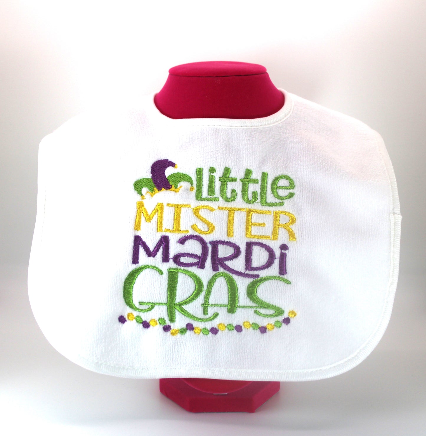 Embroidered Little Mister Mardi Gras Bibs