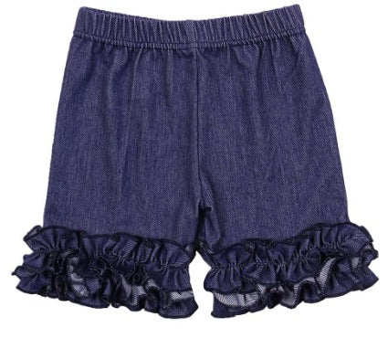 Girls Denim Ruffles Shorts