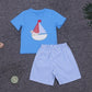 Boys Blue Sailboat Embroidery Shorts Set